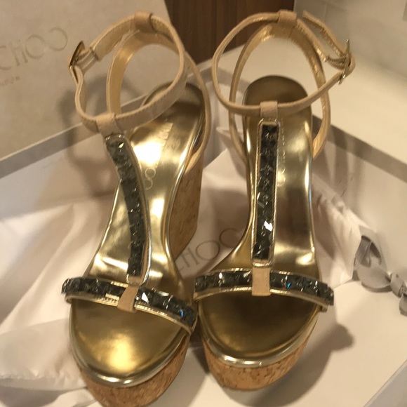 Jimmy Choo wedges worn once with box & travel bag - Picture 3 of 4